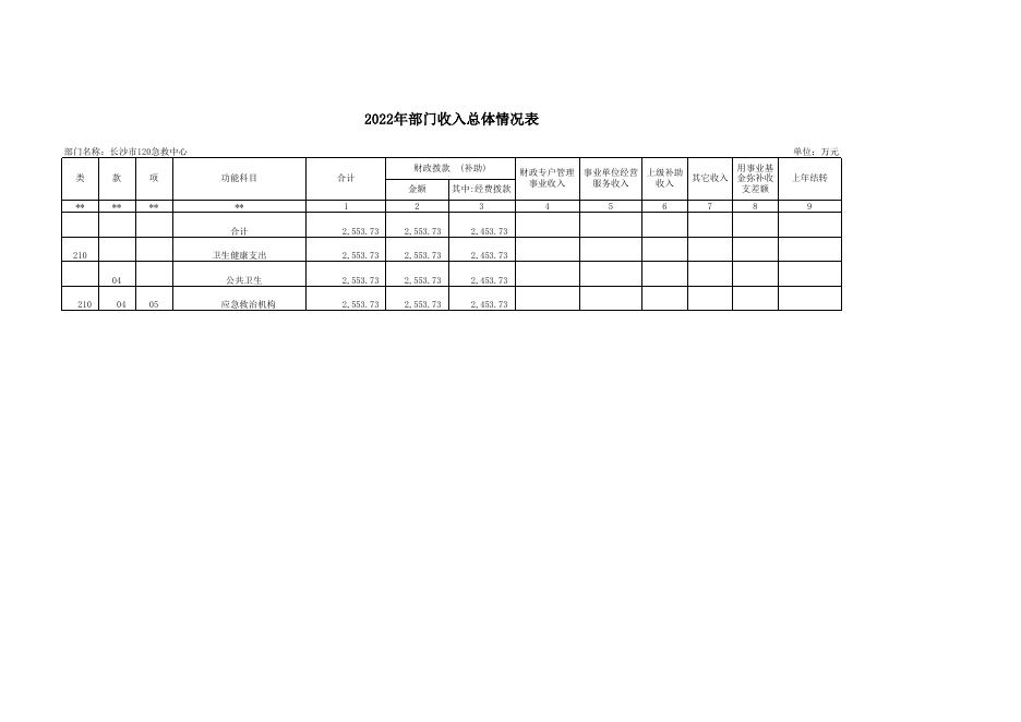 长沙市120急救中心2022年度部门预算表.xlsx