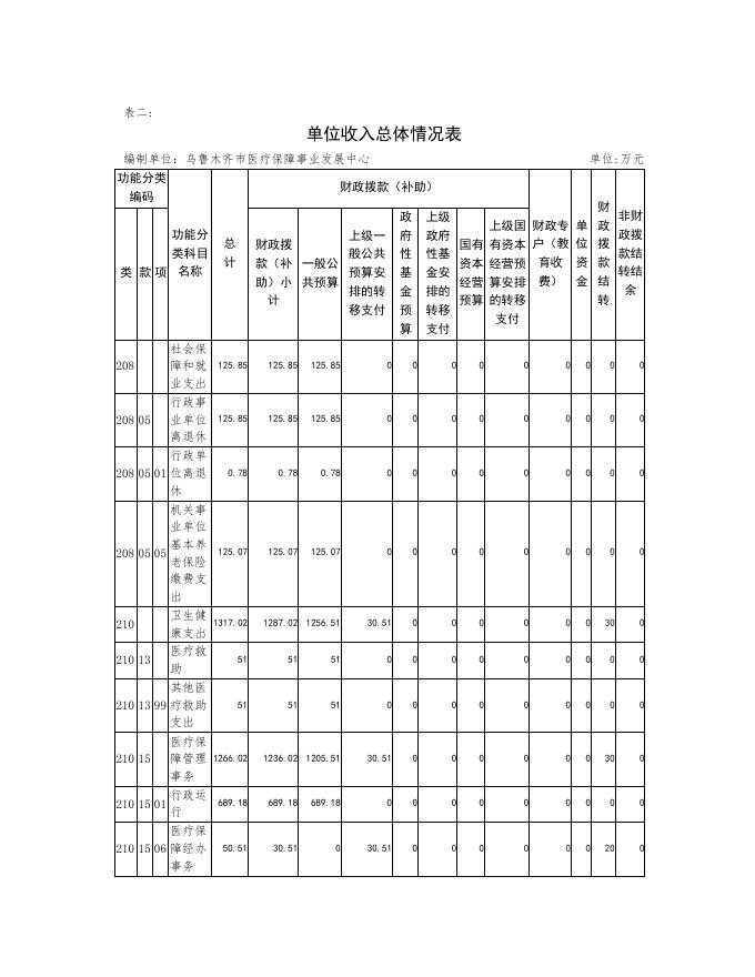 乌鲁木齐市医疗保障事业发展中心2023年单位预算公开.pdf