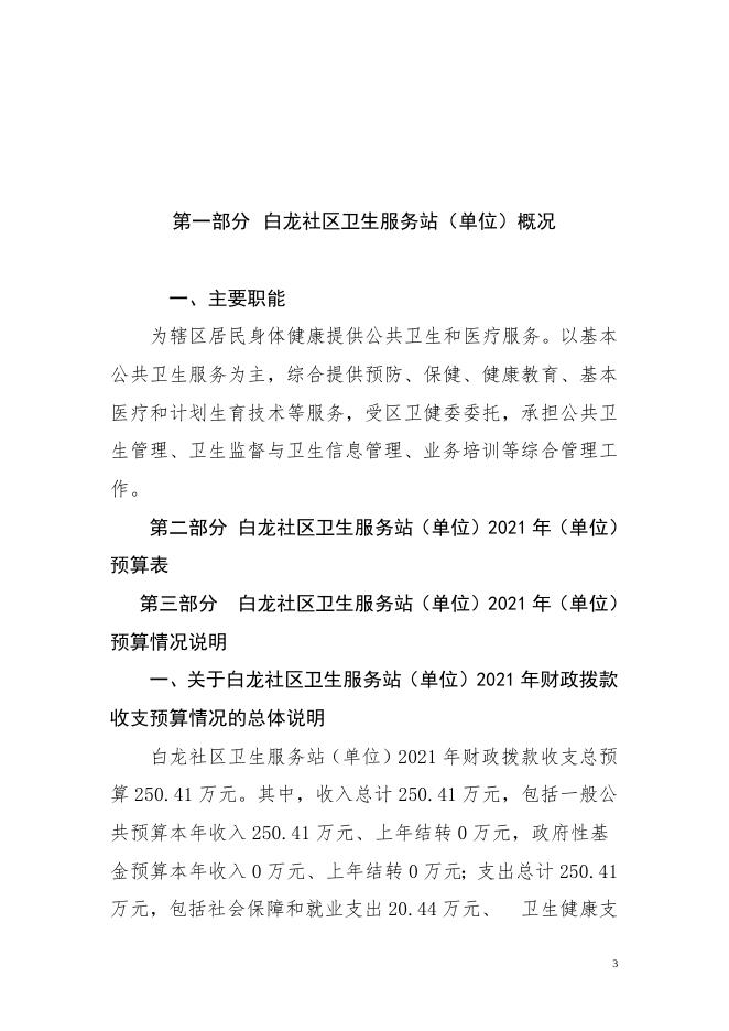 白龙社区卫生服务站2021年预算说明.doc