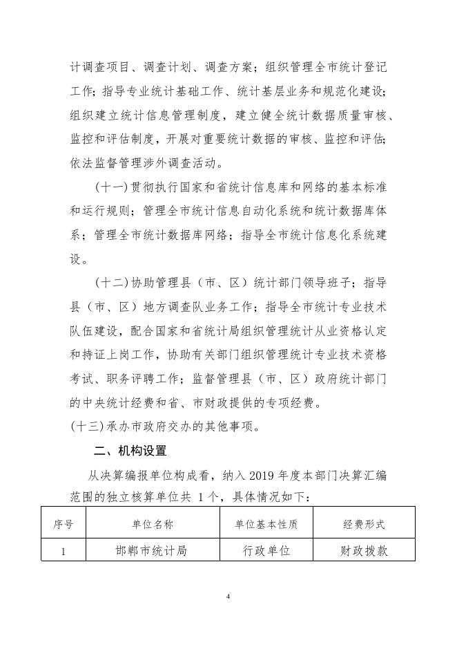 邯郸市统计局2019年度决算公开目录和说明.docx