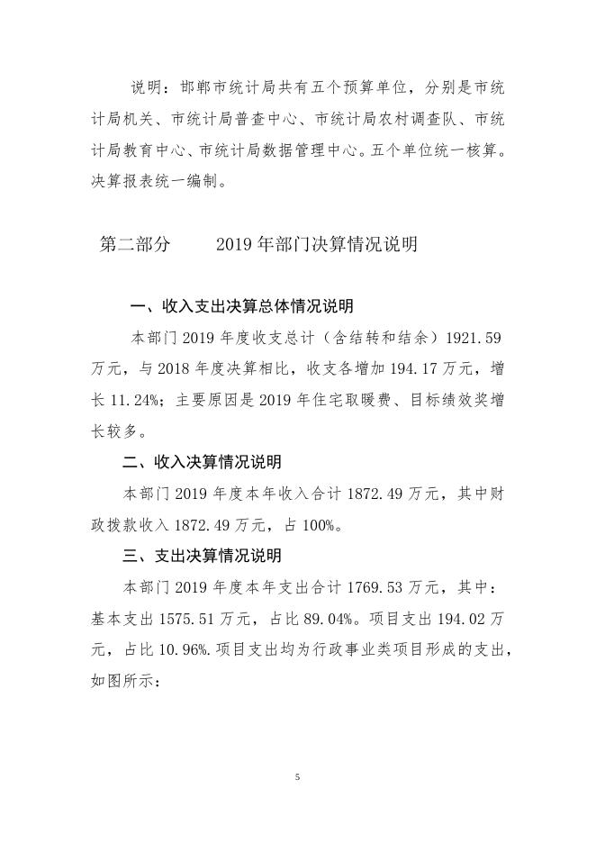 邯郸市统计局2019年度决算公开目录和说明.docx