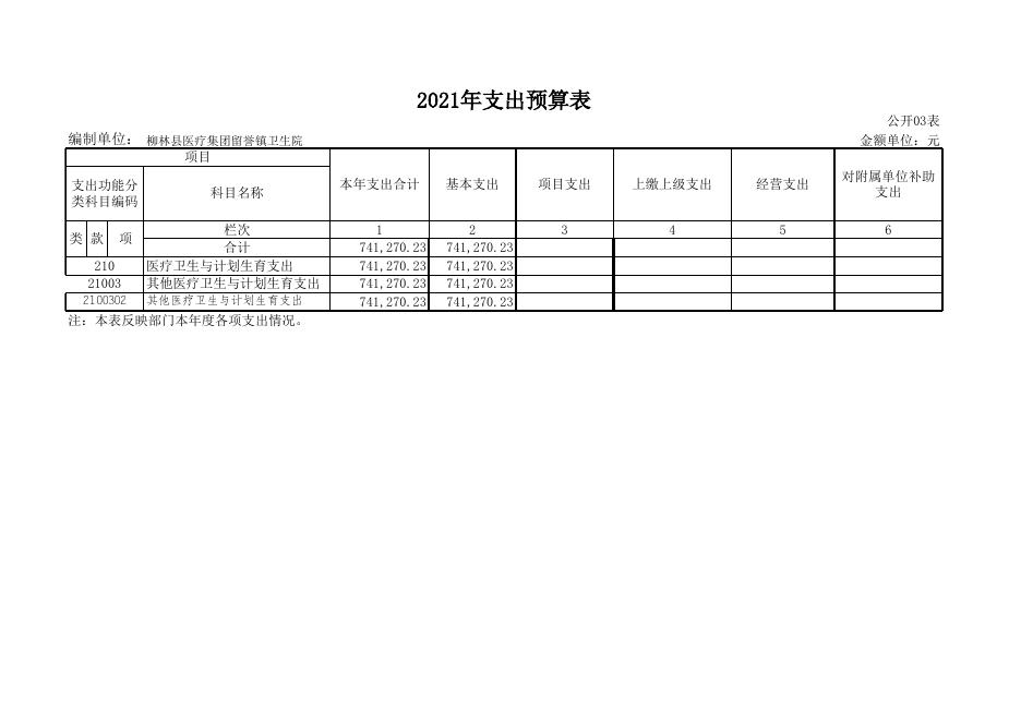 2021年柳林县医疗集团留誉镇卫生院预算及“三公”经费公示.xls