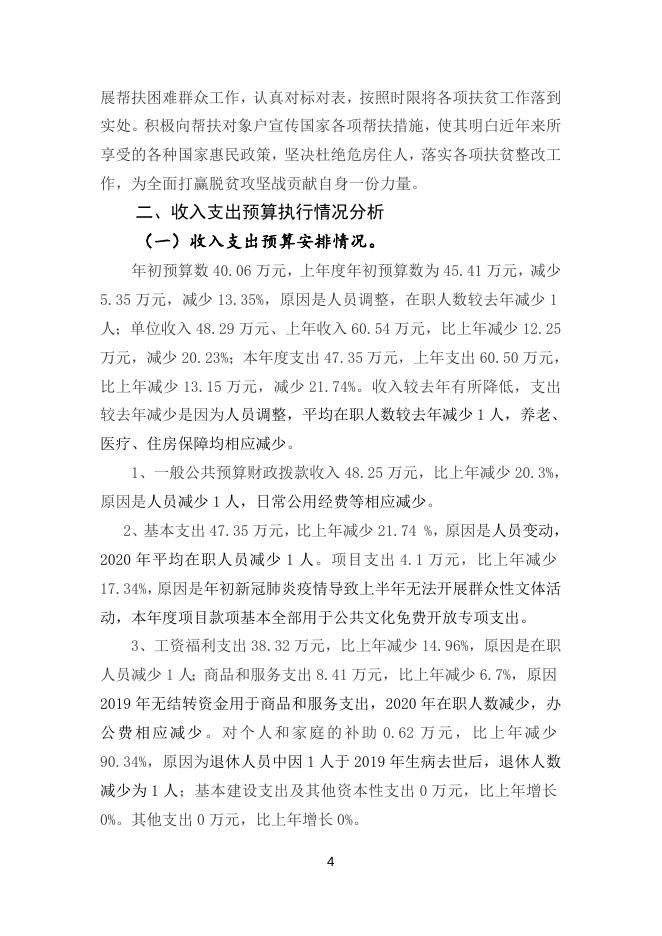 2020年度部门决算分析报告-五塘文广站.doc