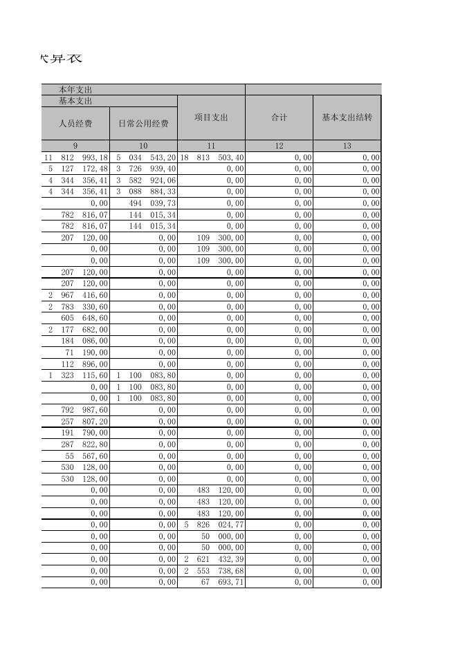 一般公共预算财政拨款支出决算表.XLS.xls