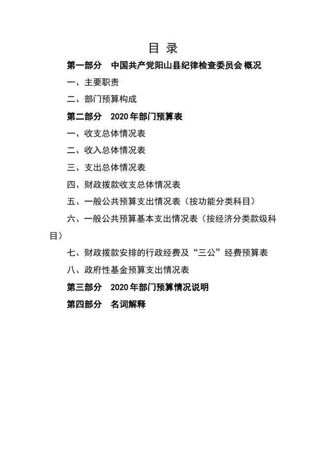 2020年中国共产党阳山县纪律检查委员会部门预算.doc