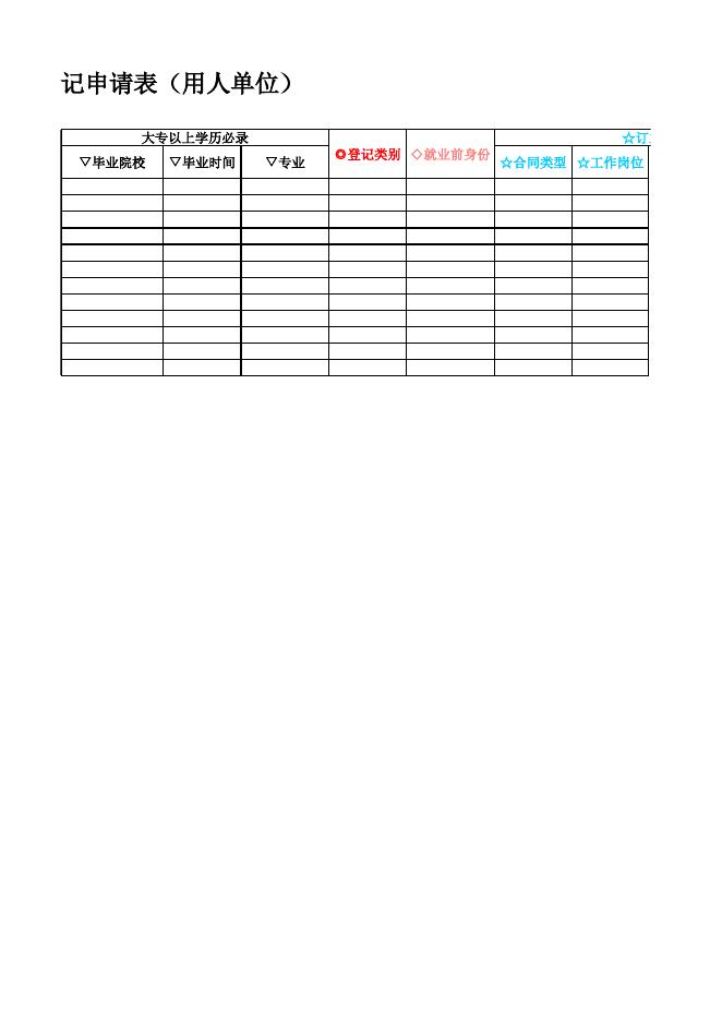 《广州市就业登记申请表（用人单位）》.xls
