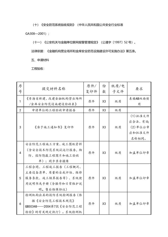 金融机构营业场所和金库安全防范设施建设工程验收办事指南.doc