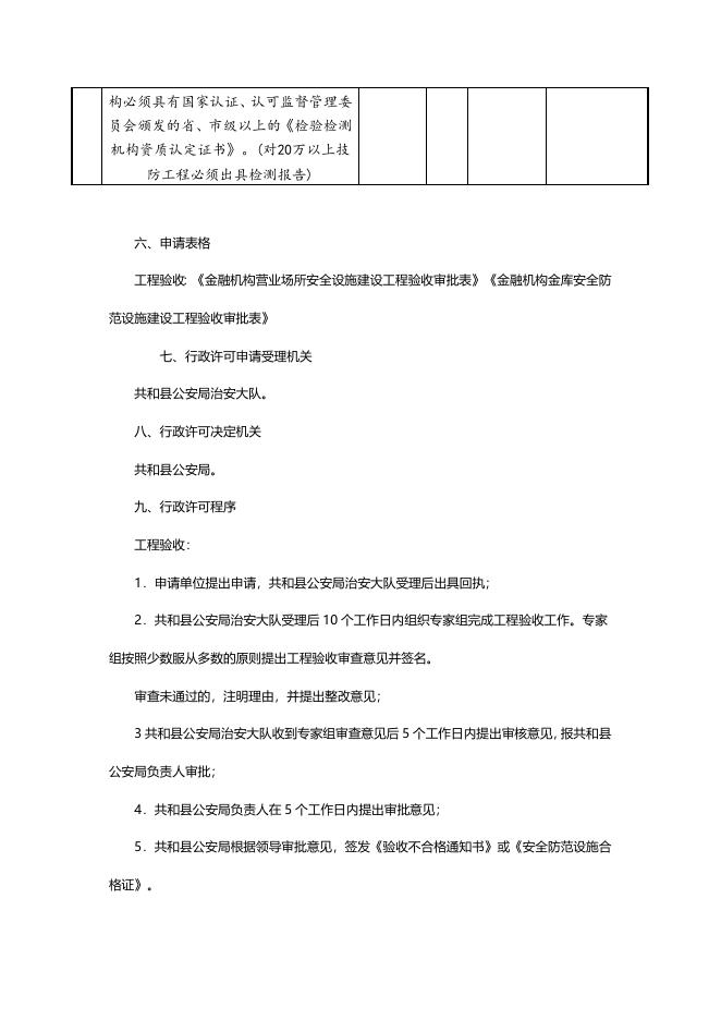 金融机构营业场所和金库安全防范设施建设工程验收办事指南.doc