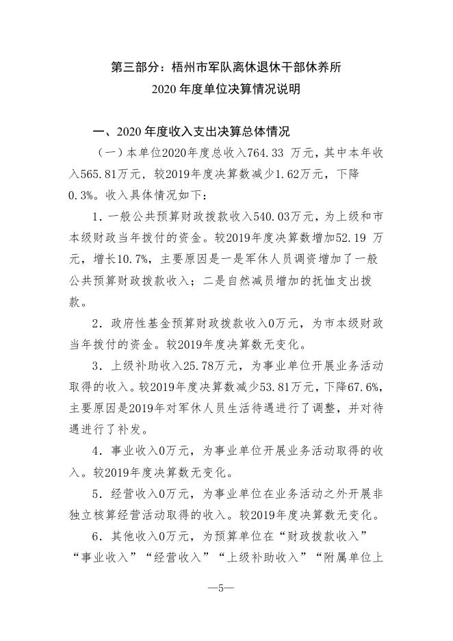梧州市军队离休退休干部休养所2020年单位决算公开.pdf