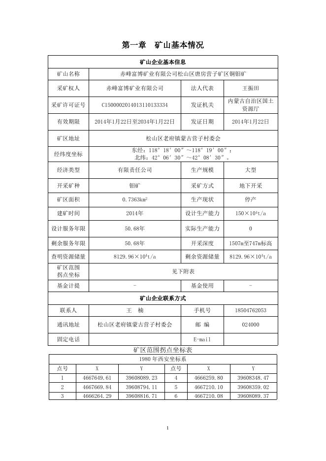 赤峰富博矿业有限公司松山区唐房营子矿区铜钼矿2023年度矿山地质环境治理计划书.docx