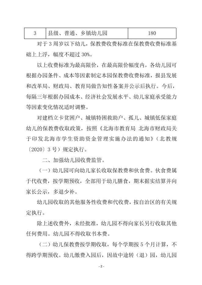 合浦县发展和改革局关于调整合浦县及各乡镇公办幼儿园收费标准调整方案.doc