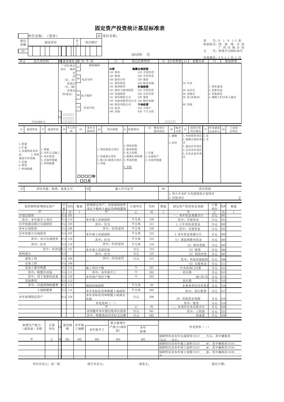 固定资产投资统计基层标准表(样表).xls