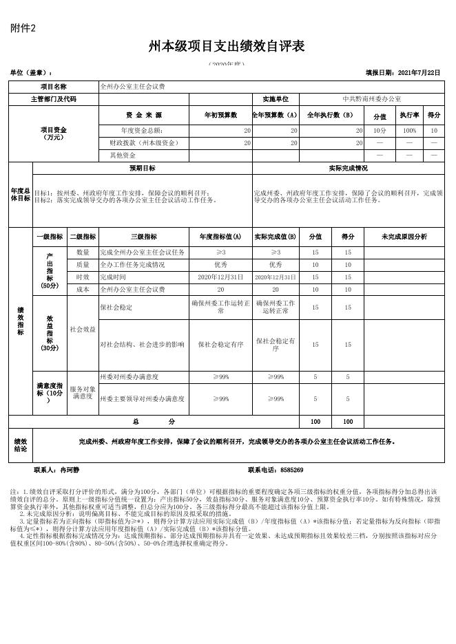 附件3：2020年度州本级项目支出绩效自评表.xls