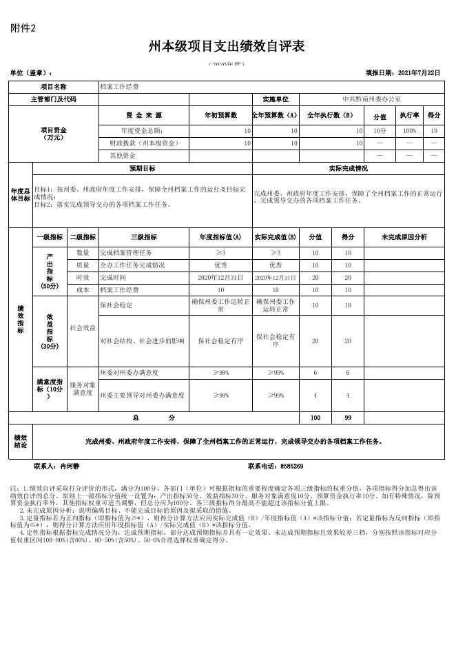 附件3：2020年度州本级项目支出绩效自评表.xls