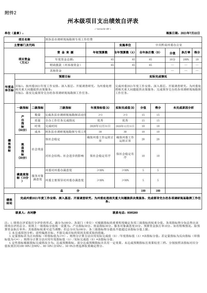 附件3：2020年度州本级项目支出绩效自评表.xls