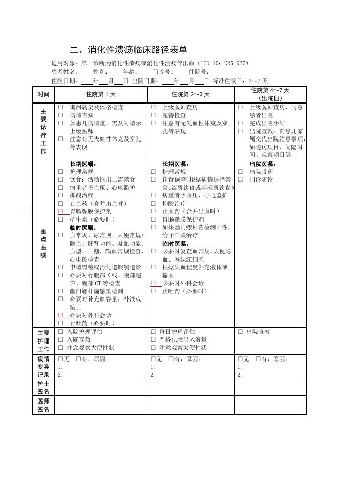 消化性溃疡临床路径（2019年版）.doc