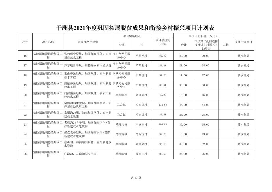 关于下达2021年市级第二批财政衔接推进乡村振兴补助资金项目计划表 .pdf