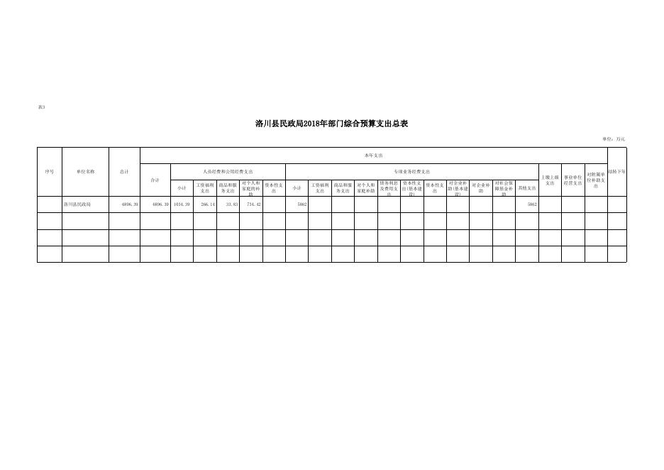 洛川县民政局2018年部门综合预算公开报表.xls