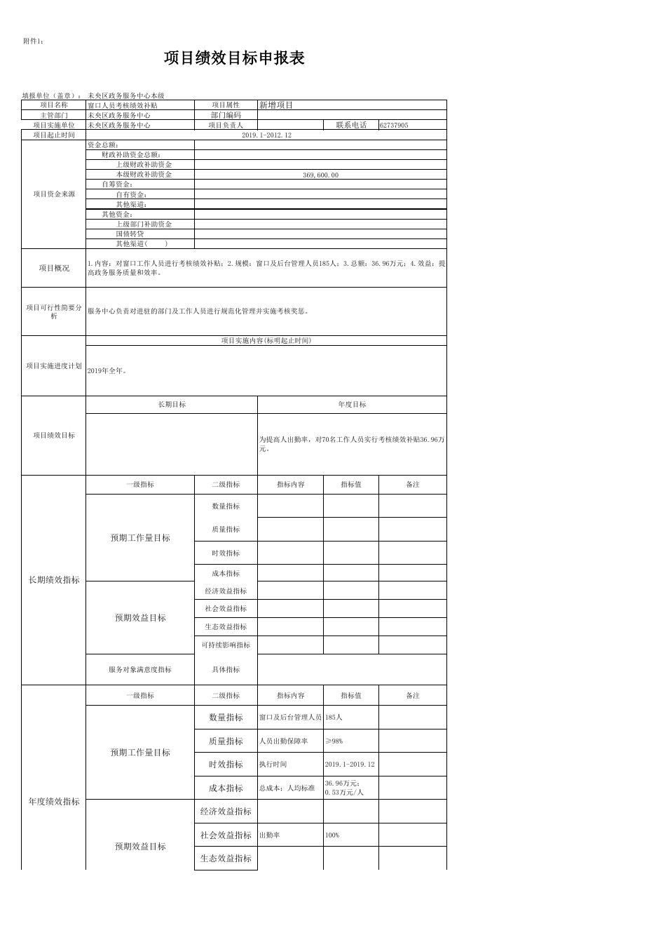 西安市未央区政务服务中心2019年度部门综合预算项目绩效目标申报表.pdf