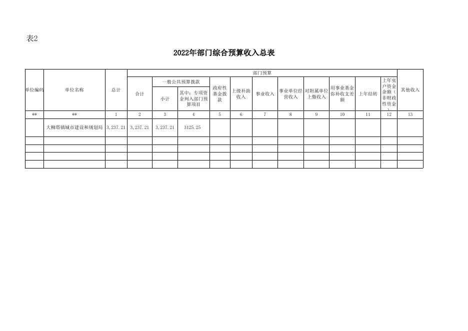 神木市大柳塔镇城市建设和规划局2022预算公开表.xls