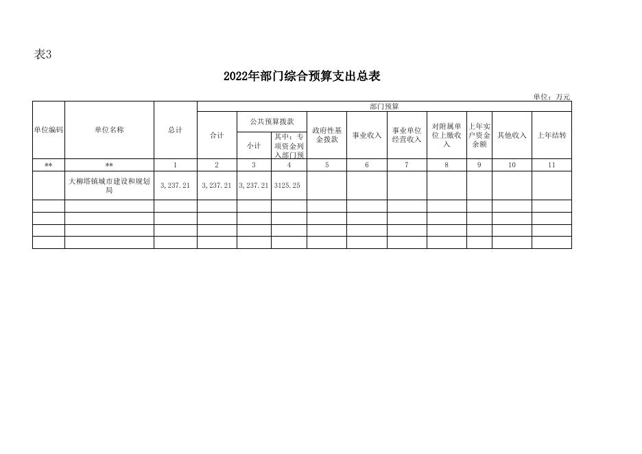 神木市大柳塔镇城市建设和规划局2022预算公开表.xls