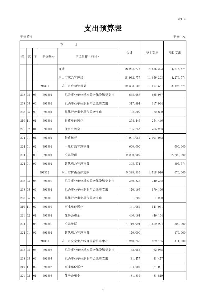 市应急局部门预算批复表（公开表）．xls.xls
