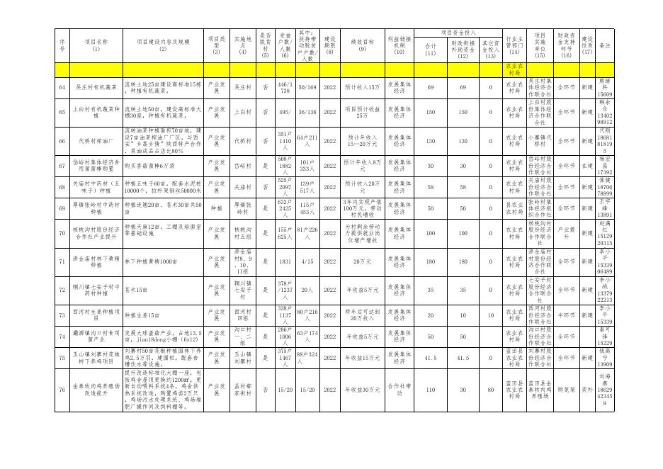 蓝田县2022年巩固拓展脱贫攻坚成果和乡村振兴项目库明细表.xlsx
