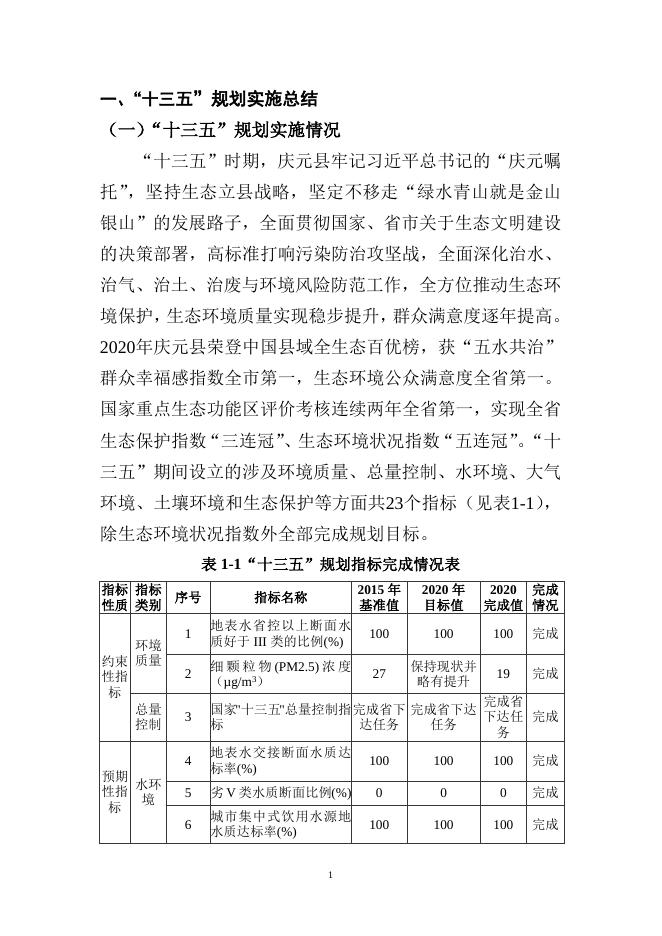 13、庆元县生态环境保护“十四五”规划.doc