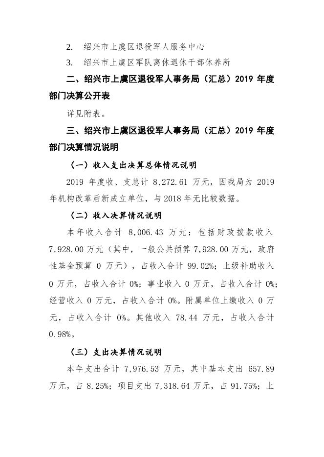 绍兴市上虞区退役军人事务局2019年部门决算公开.pdf