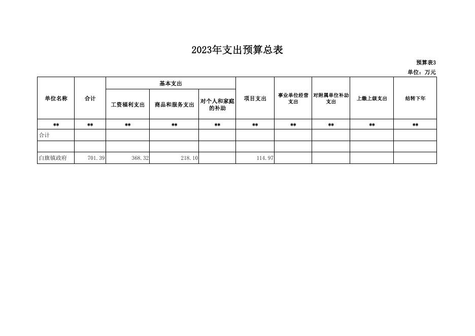 白旗2023年部门预算批复表.pdf