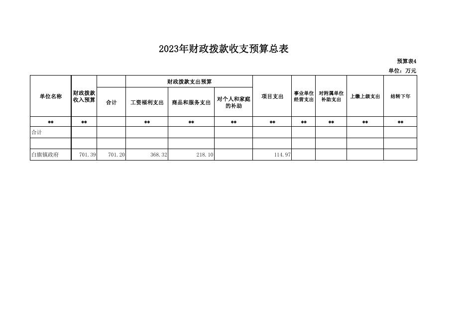 白旗2023年部门预算批复表.pdf