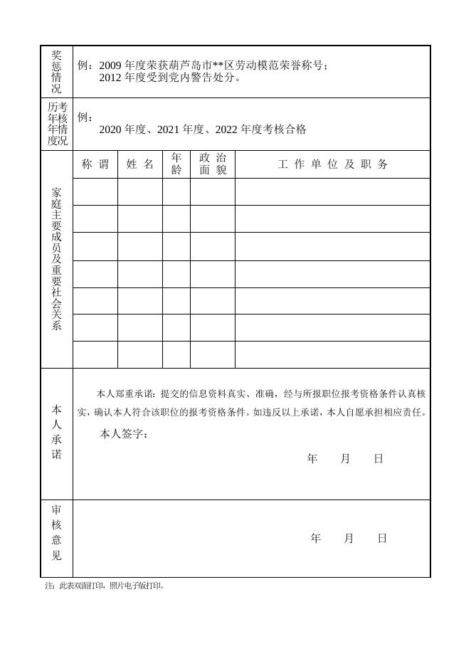 附件2 2023年葫芦岛市龙港区公开遴选事业单位工作人员报名表.doc