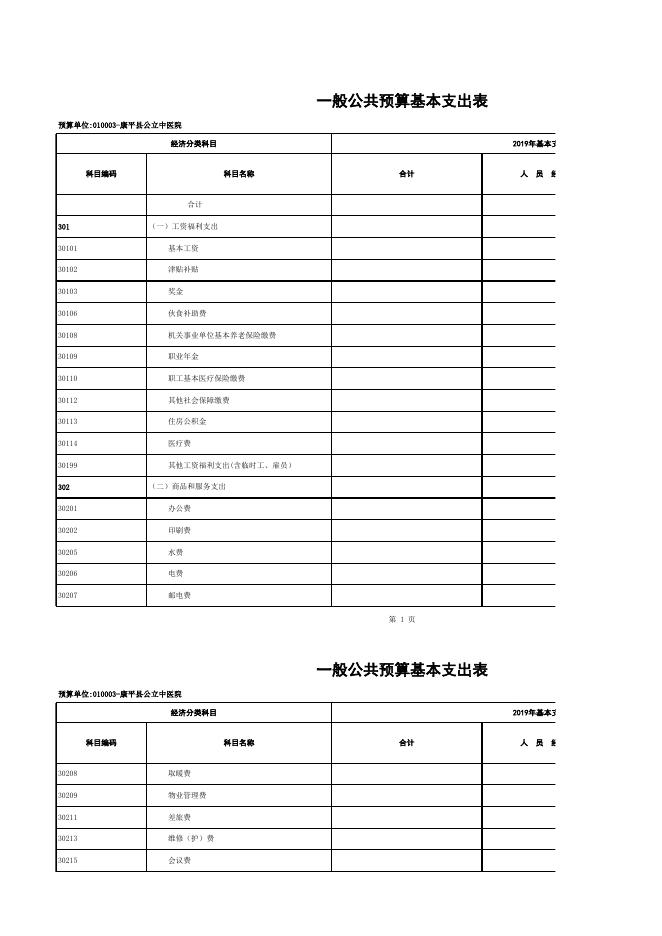 康平县公立中医院2019年部门预算公开表.xlsx