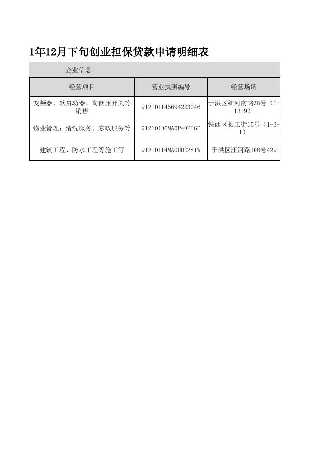 于洪区2021年12月下旬创业担保贷款申请明细表.xls