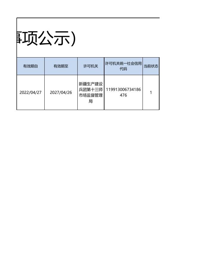 3. 第十三师市场监督管理局《医疗器械经营许可证》（行政许可事项公示）.xls
