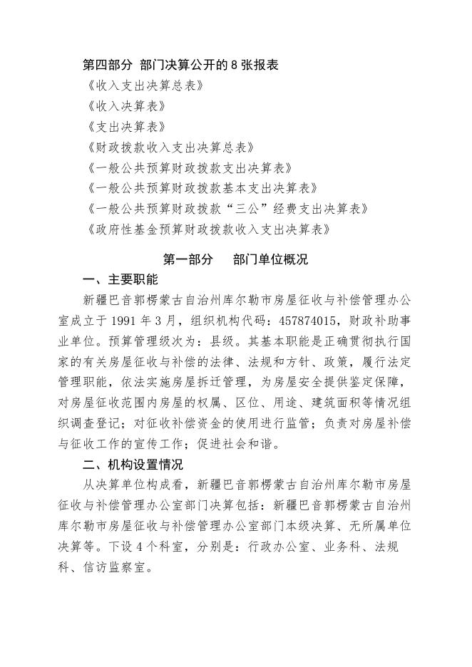 2018年度新疆巴音郭楞蒙古自治州库尔勒市房屋征收与补偿管理办公室部门决算公开.pdf