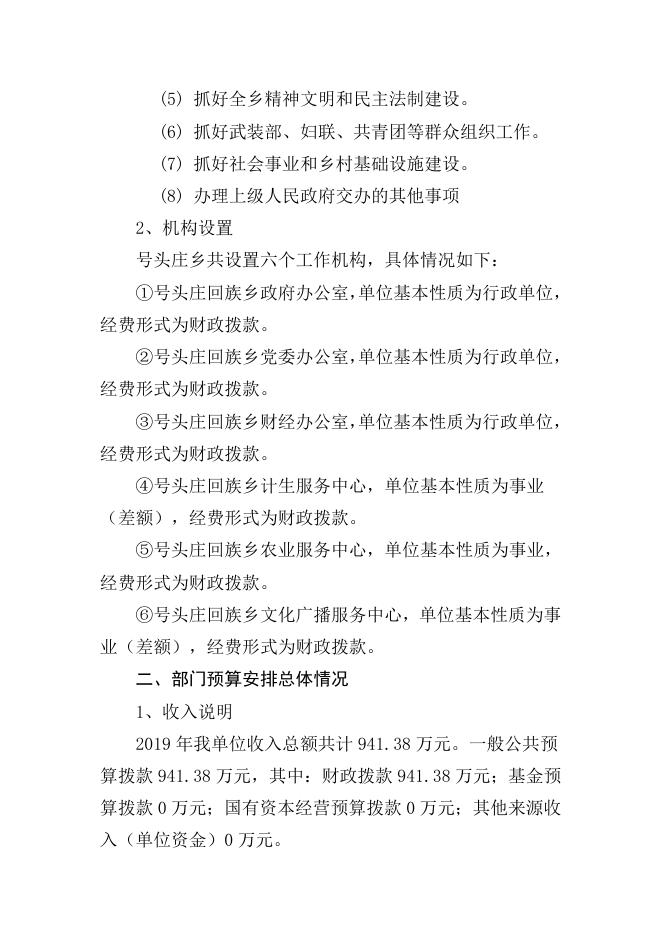 二、2019年号头庄部门预算信息公开说明.docx