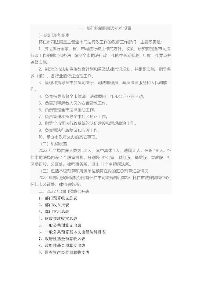 怀仁市司法局2022年部门预算说明.doc