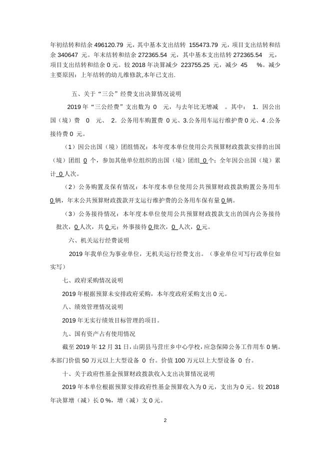 山阴县马营庄乡中心学校-决算说明.docx