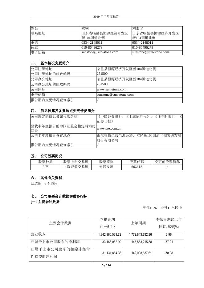 索通发展:2019年半年度报告.PDF