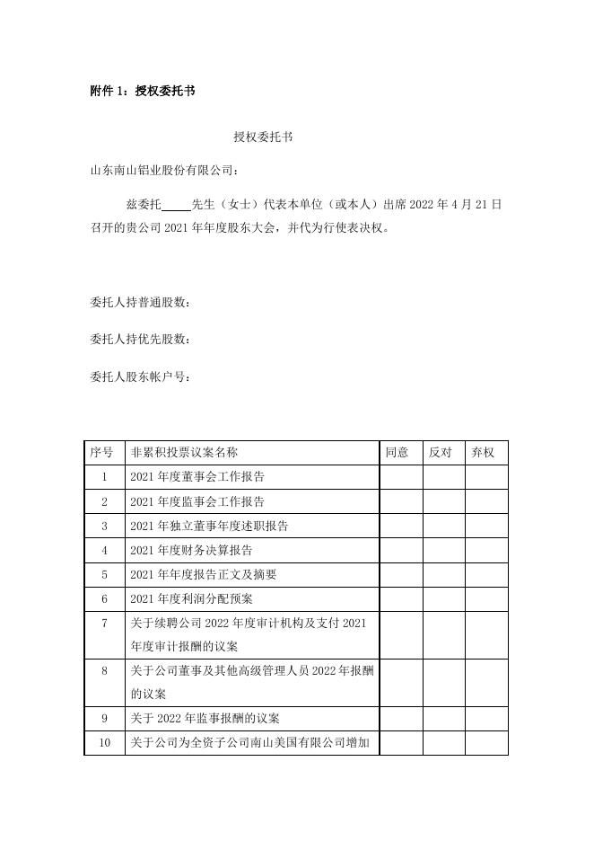 南山铝业:山东南山铝业股份有限公司关于召开2021年年度股东大会的通知.PDF
