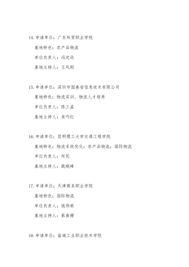 第六批中国物流学会产学研基地建议名单.docx