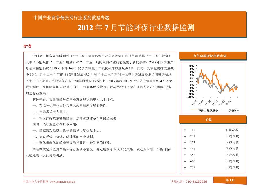 节能环保行业2012年7月数据监测.pdf