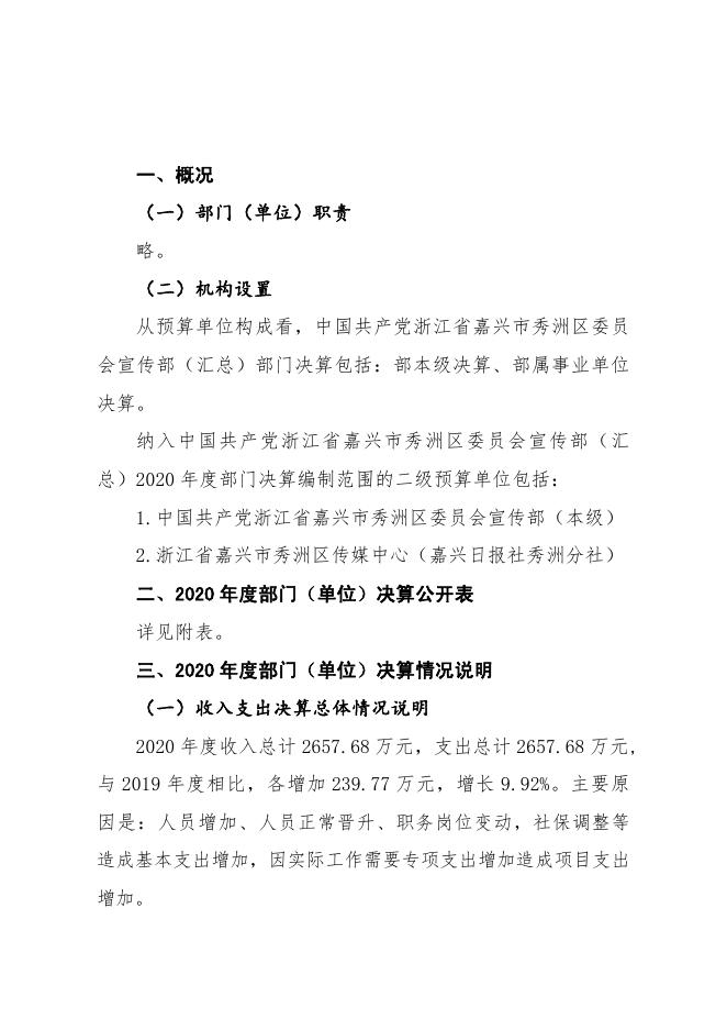 中国共产党浙江省嘉兴市秀洲区委员会宣传部(汇总)2020年度部门决算.pdf