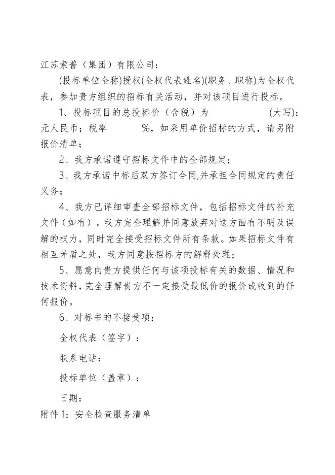 江苏索普(集团)有限公司年度专家安全检查招标文件.docx