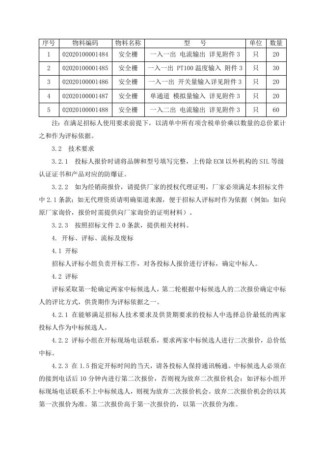 招标文件-安全栅一批 (1).doc