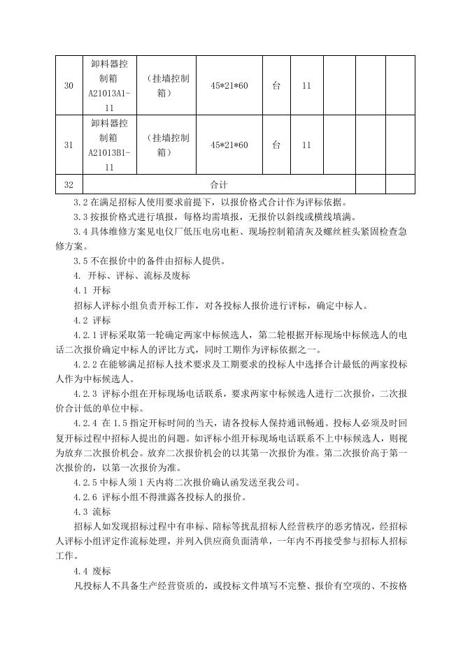 电仪厂低压电房电柜、现场控制箱清灰、桩头检查及螺栓紧固招标文件2021.11.19.doc