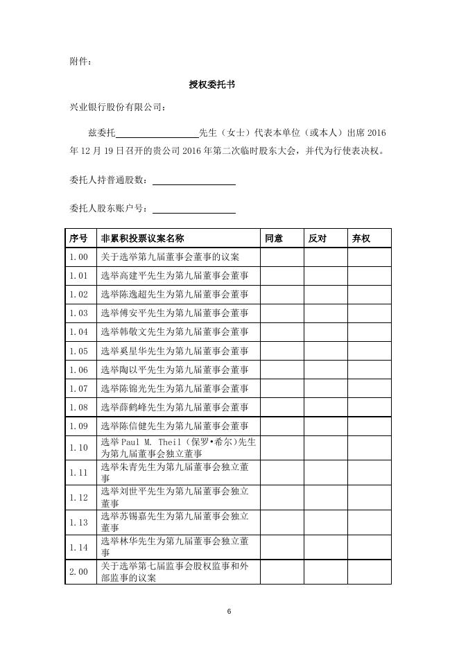 兴业银行股份有限公司关于2016年第二次临时股东大会的提示性公告.docx