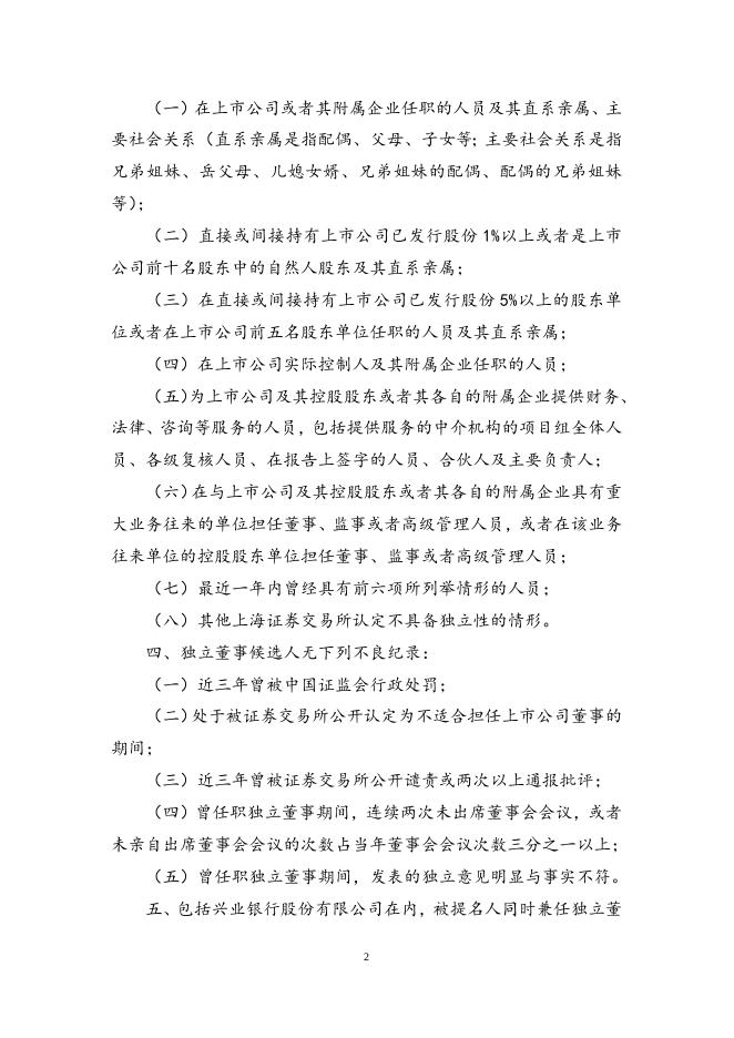 兴业银行股份有限公司独立董事提名人声明.doc