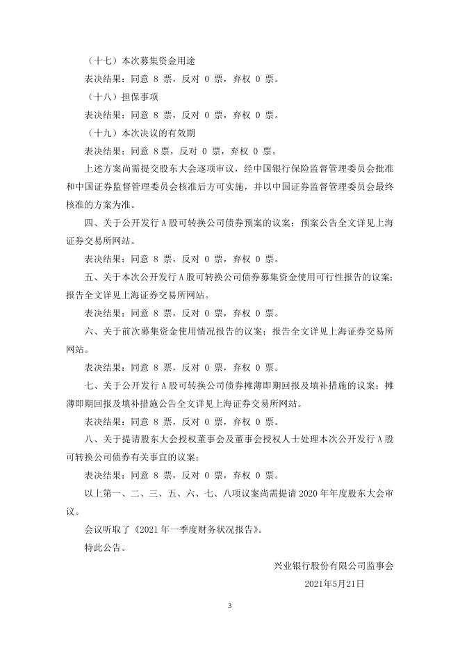 兴业银行股份有限公司第七届监事会第二十四次会议决议公告.doc